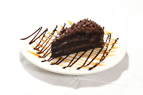 A slice of chocolate cake